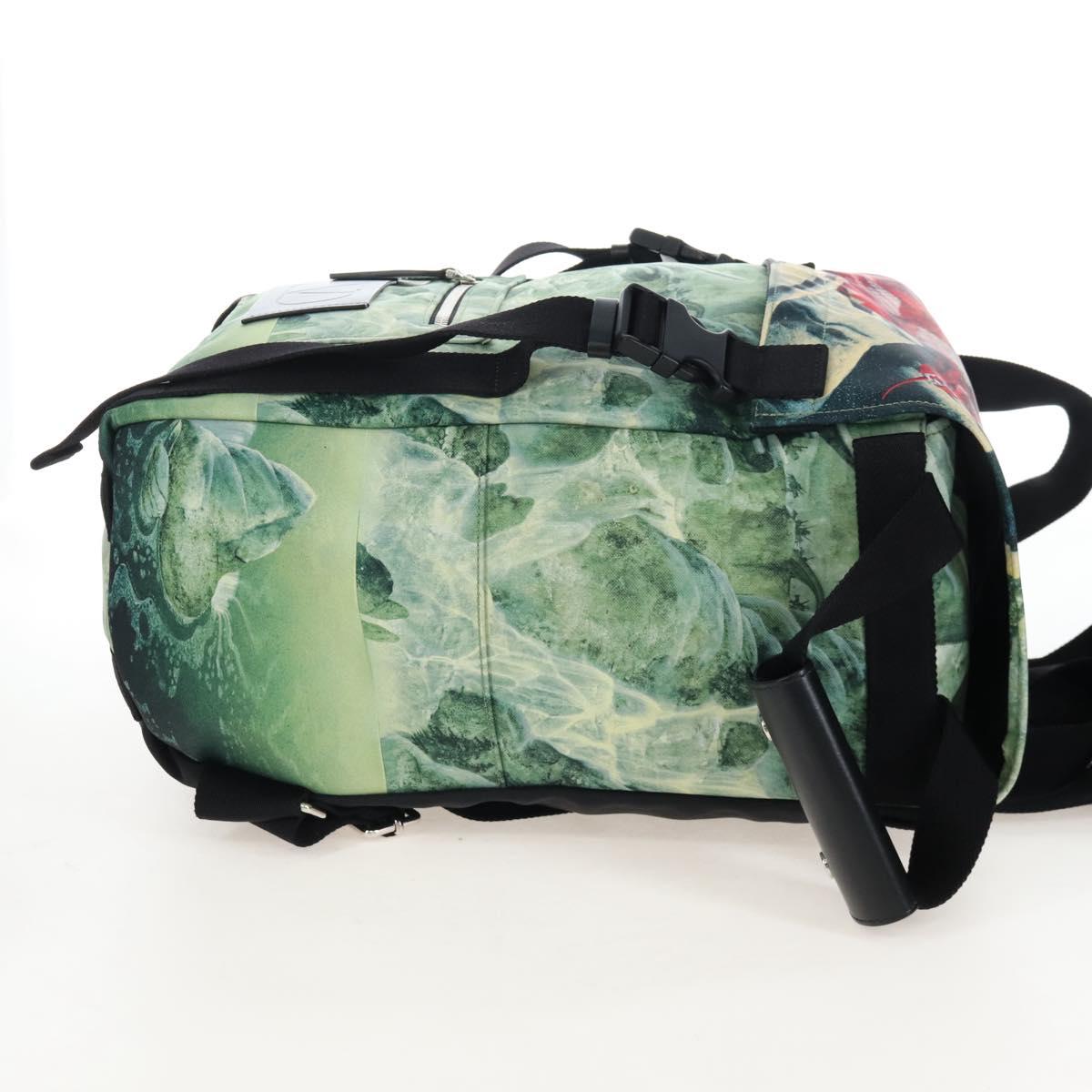 Valentino Backpack Nylon Green Silver Auth BA16427V