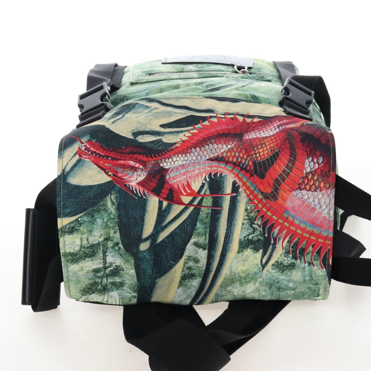 Valentino Backpack Nylon Green Silver Auth BA16427V