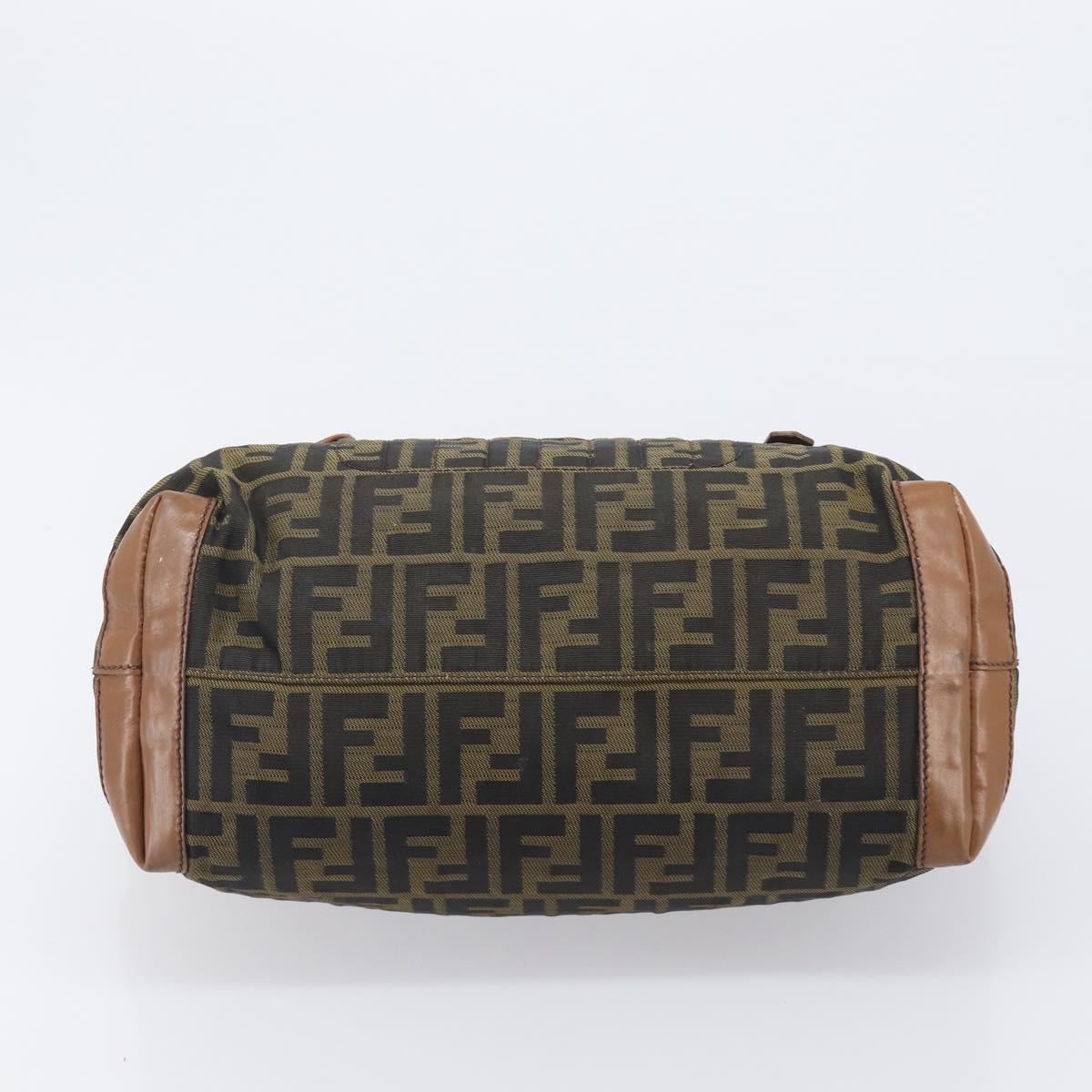 FENDI Zucca Canvas Hand Bag Black Brown 8BH143 Auth BA16429