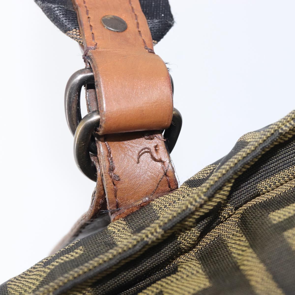 FENDI Zucca Canvas Hand Bag Black Brown 8BH143 Auth BA16429