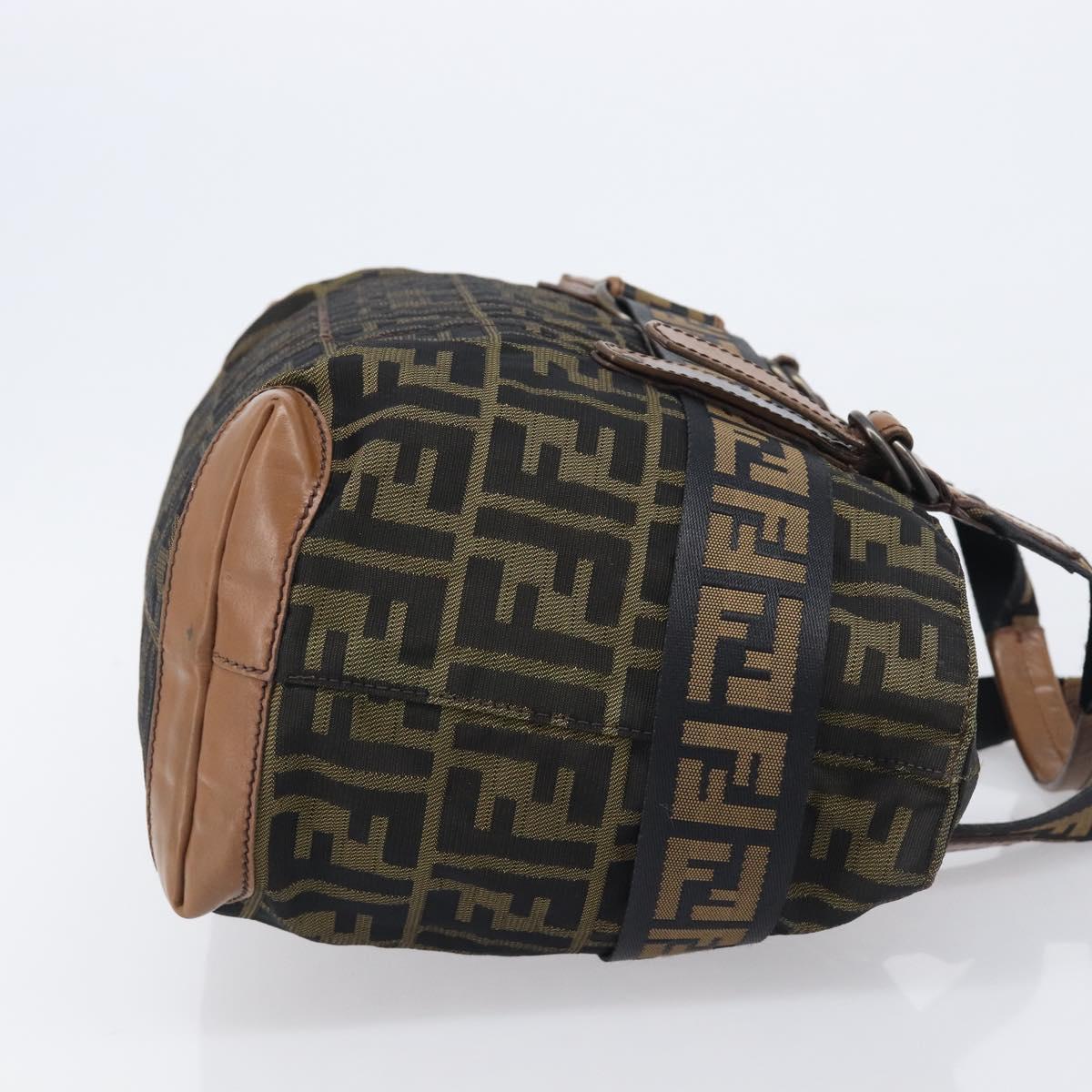 FENDI Zucca Canvas Hand Bag Black Brown 8BH143 Auth BA16429