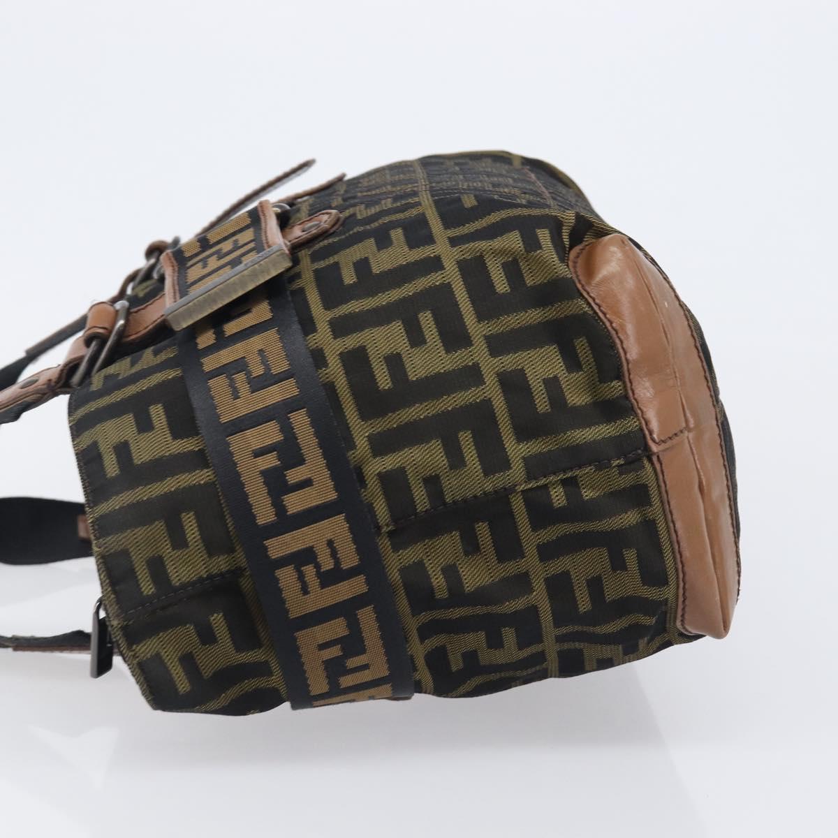 FENDI Zucca Canvas Hand Bag Black Brown 8BH143 Auth BA16429