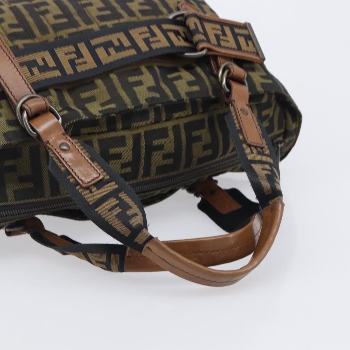 FENDI Zucca Canvas Hand Bag Black Brown 8BH143 Auth BA16429