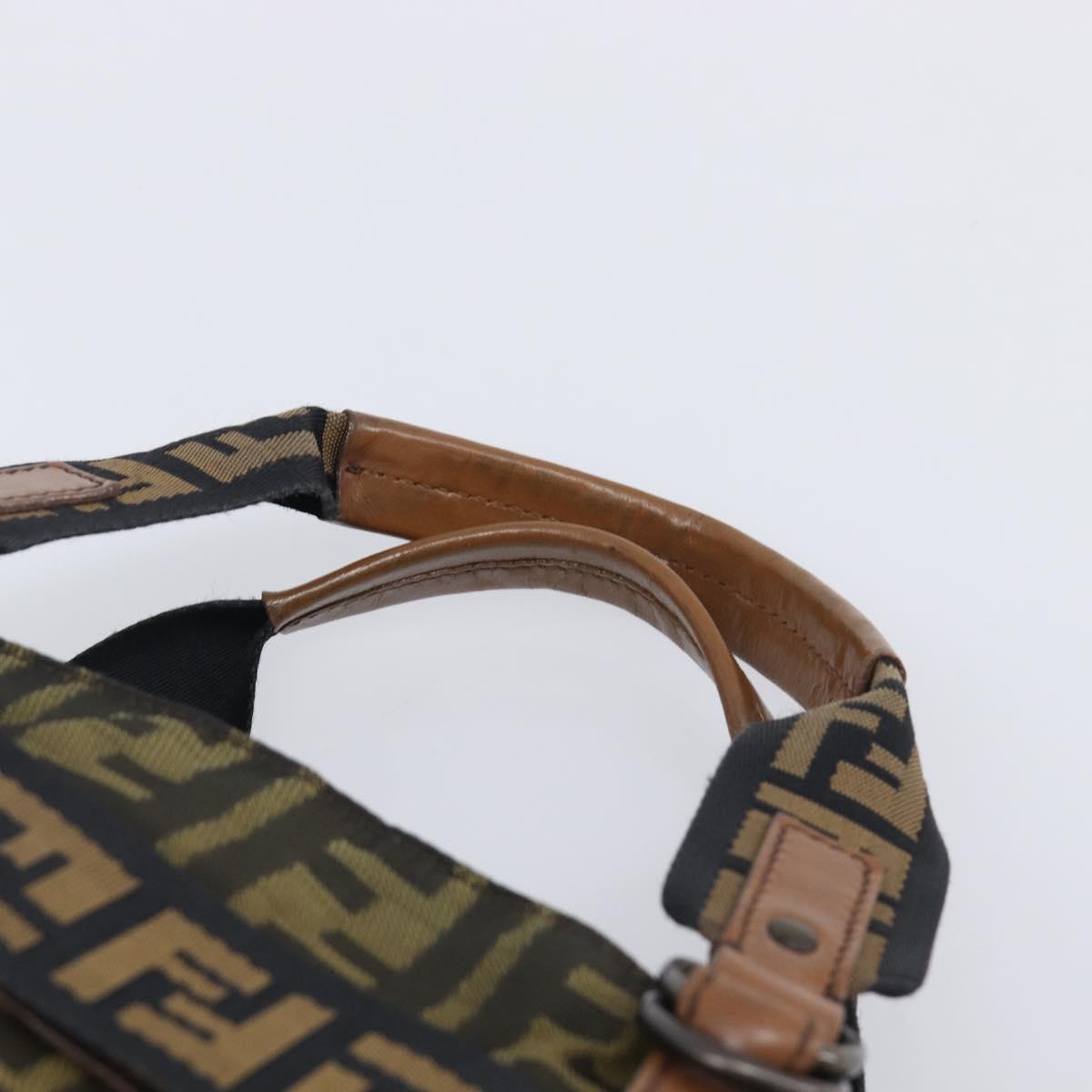 FENDI Zucca Canvas Hand Bag Black Brown 8BH143 Auth BA16429