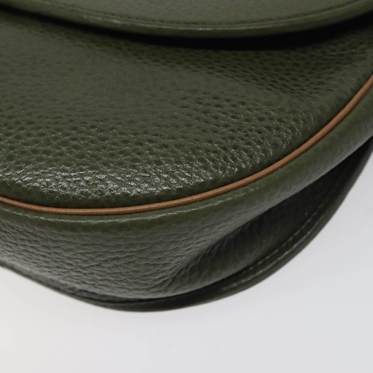 Christian Dior Shoulder Bag Leather Green Gold Auth BA1643