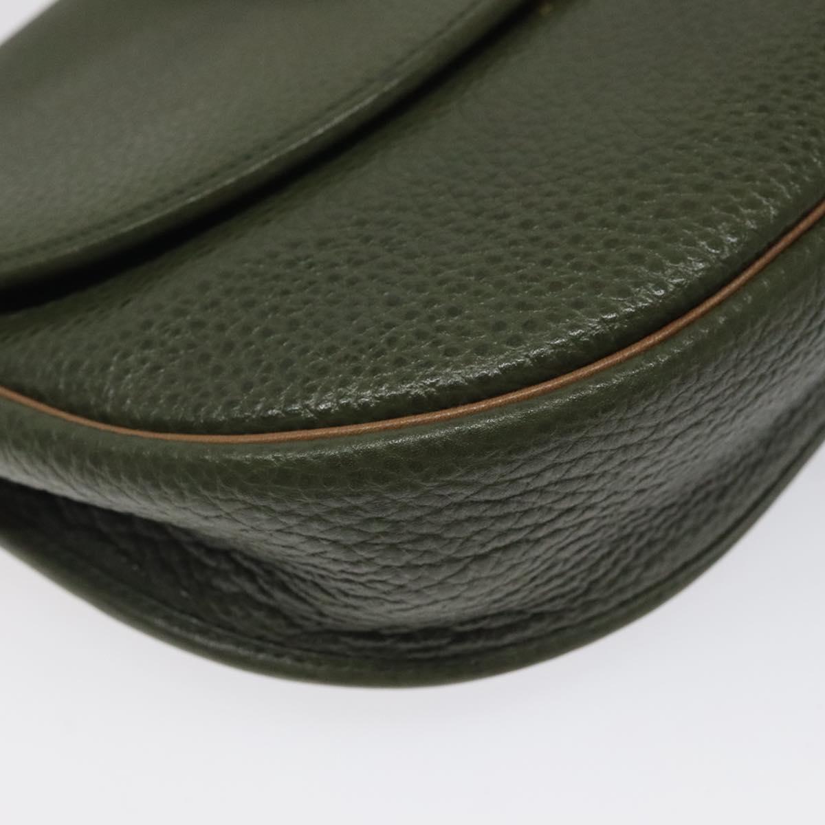 Christian Dior Shoulder Bag Leather Green Gold Auth BA1643