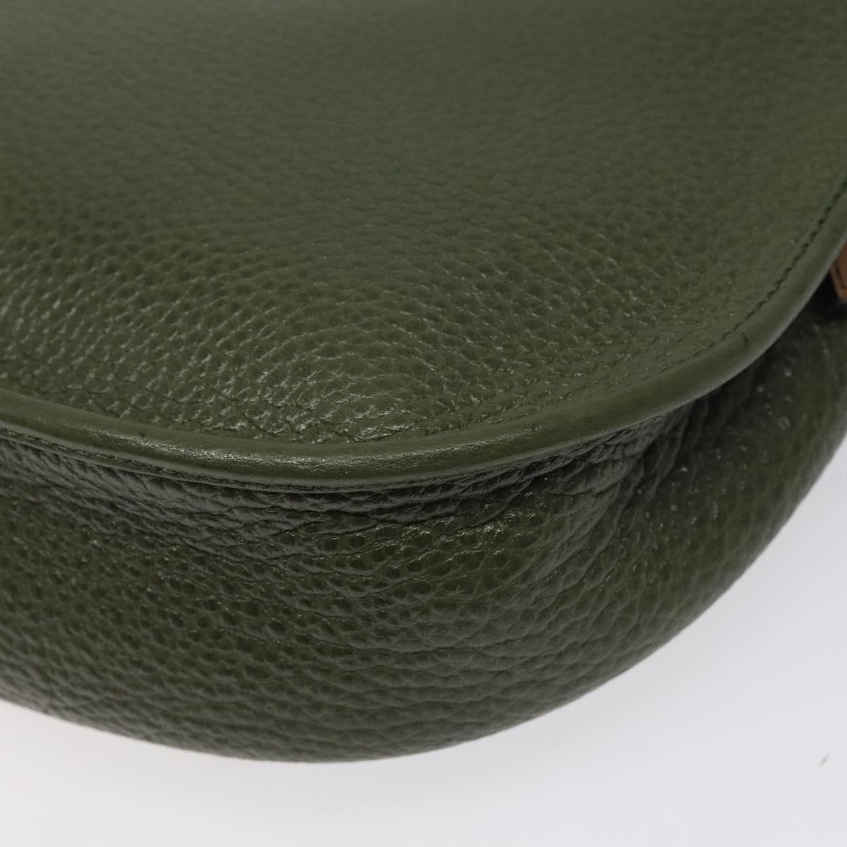 Christian Dior Shoulder Bag Leather Green Gold Auth BA1643