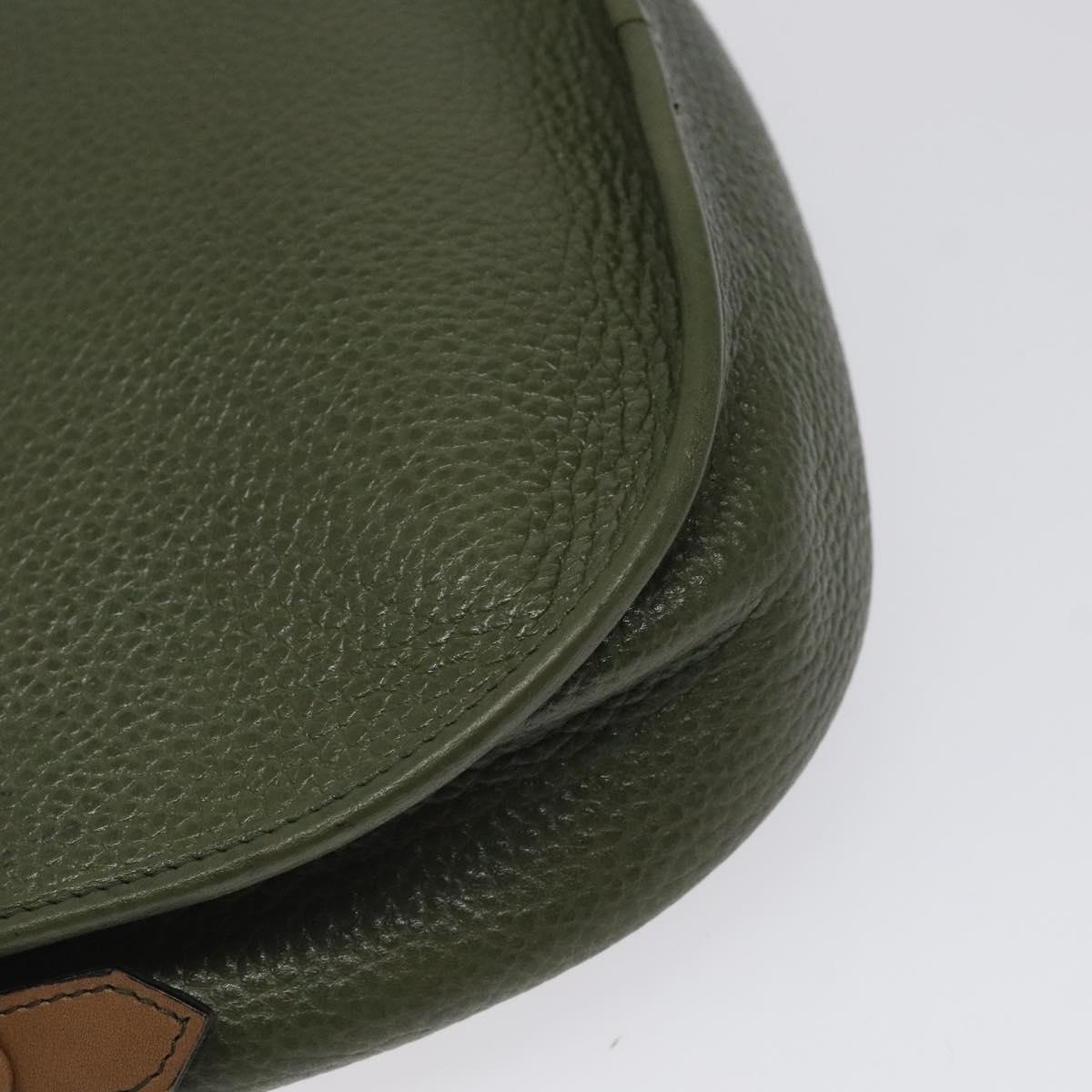 Christian Dior Shoulder Bag Leather Green Gold Auth BA1643