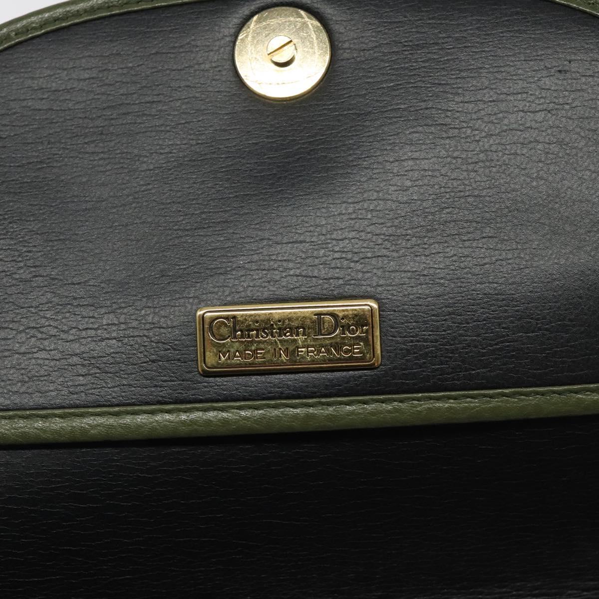 Christian Dior Shoulder Bag Leather Green Gold Auth BA1643