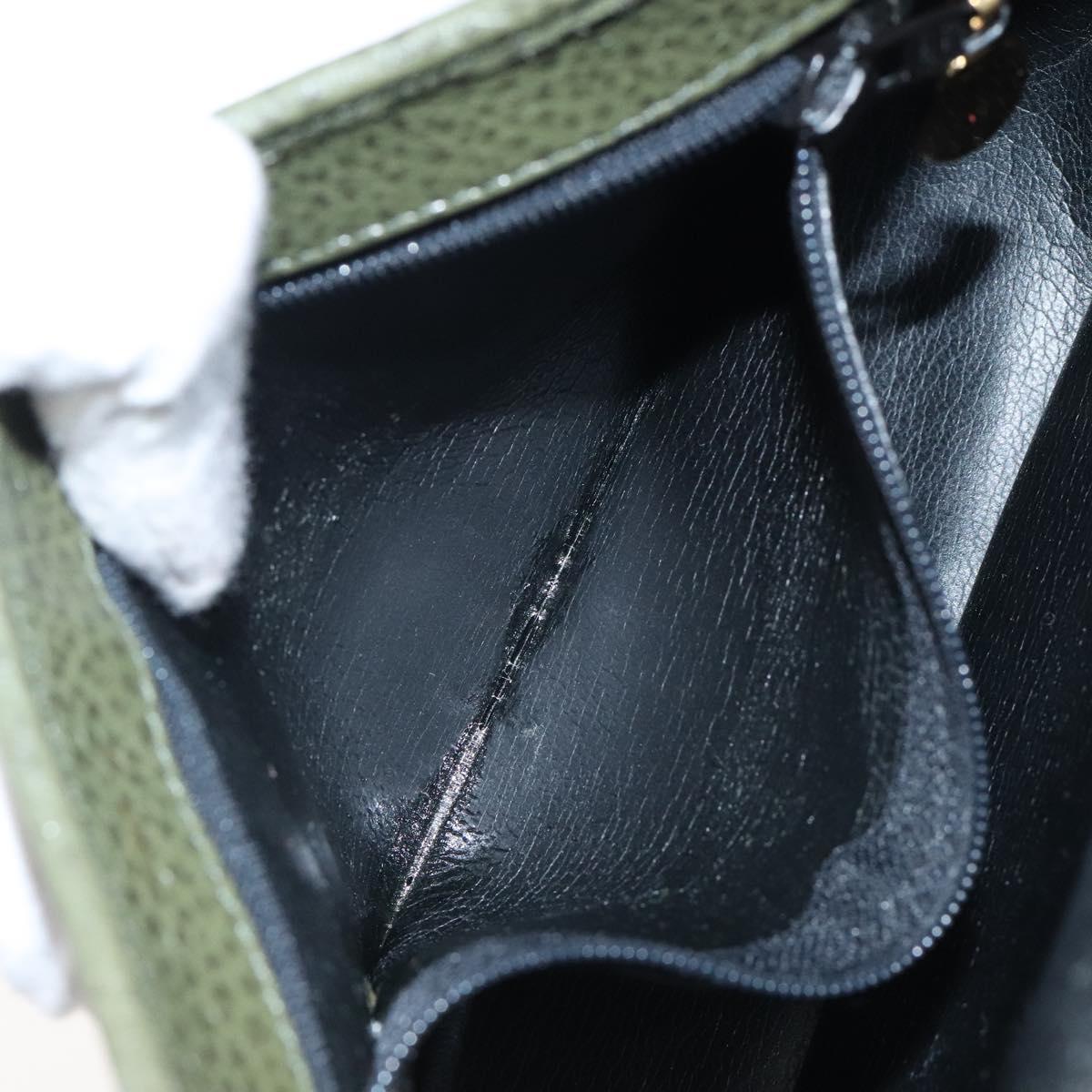 Christian Dior Shoulder Bag Leather Green Gold Auth BA1643