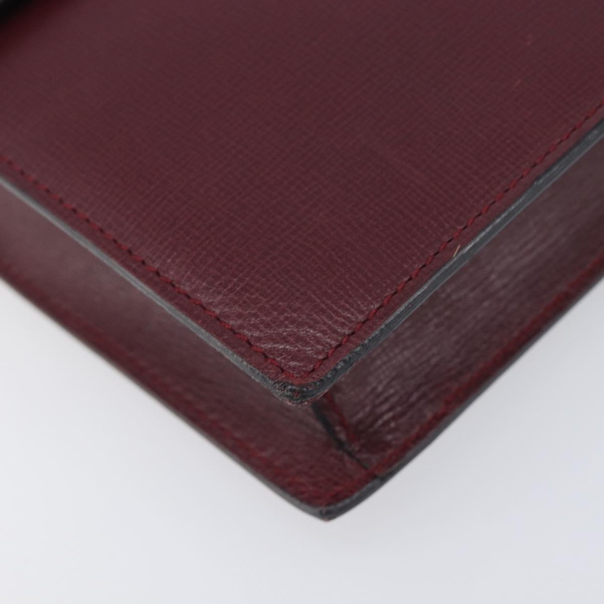 Cartier Must Line Shoulder Bag Leather Bordeaux Gold Auth BA16433