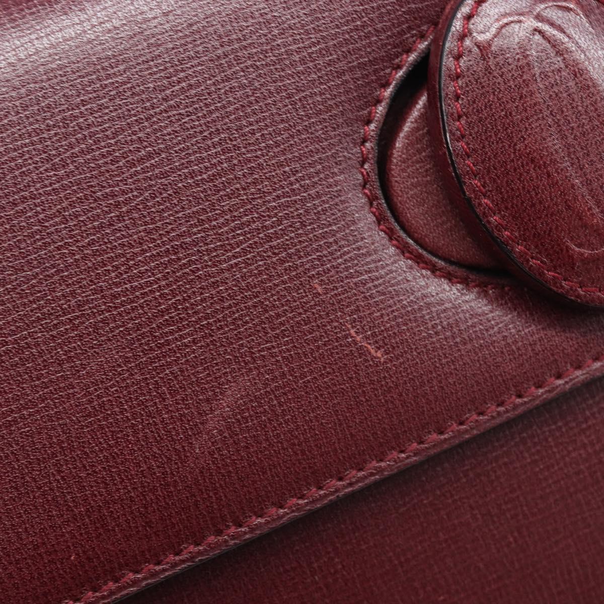 Cartier Must Line Shoulder Bag Leather Bordeaux Gold Auth BA16433