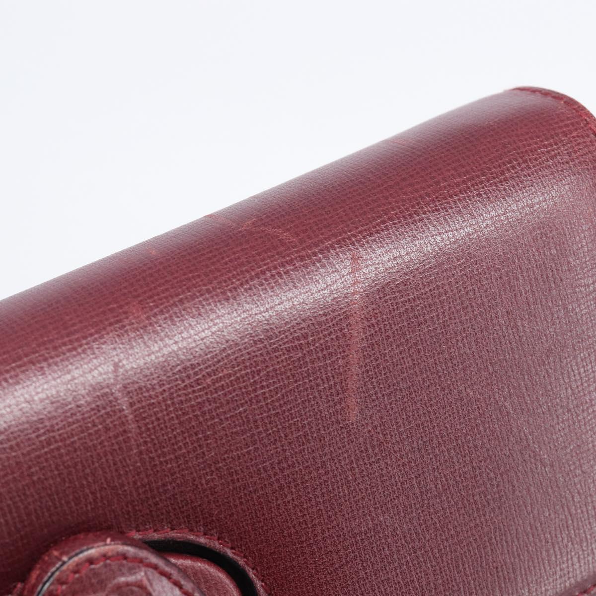 Cartier Must Line Shoulder Bag Leather Bordeaux Gold Auth BA16433