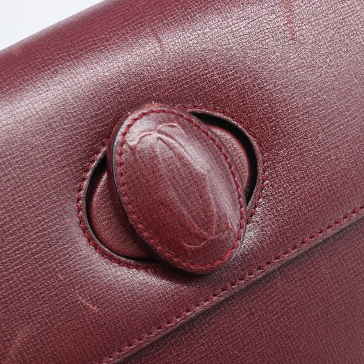 Cartier Must Line Shoulder Bag Leather Bordeaux Gold Auth BA16433