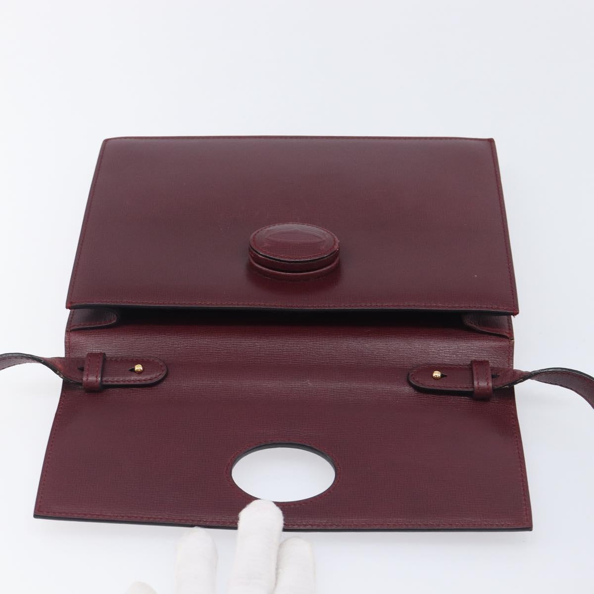 Cartier Must Line Shoulder Bag Leather Bordeaux Gold Auth BA16433