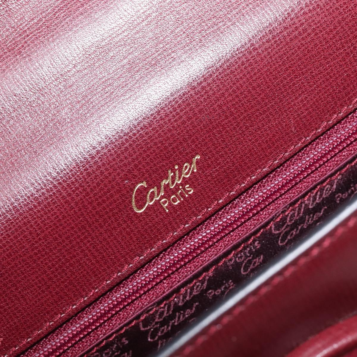 Cartier Must Line Shoulder Bag Leather Bordeaux Gold Auth BA16433