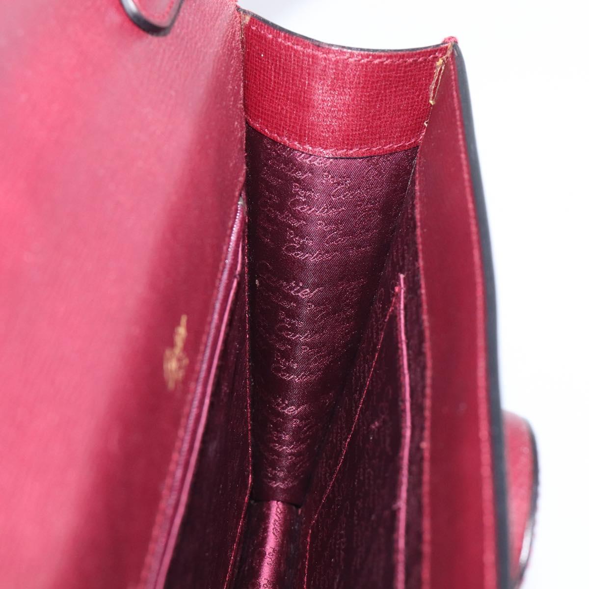 Cartier Must Line Shoulder Bag Leather Bordeaux Gold Auth BA16433
