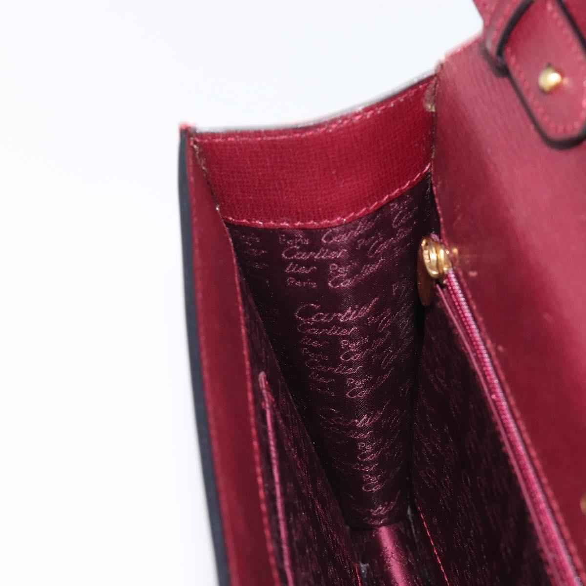 Cartier Must Line Shoulder Bag Leather Bordeaux Gold Auth BA16433