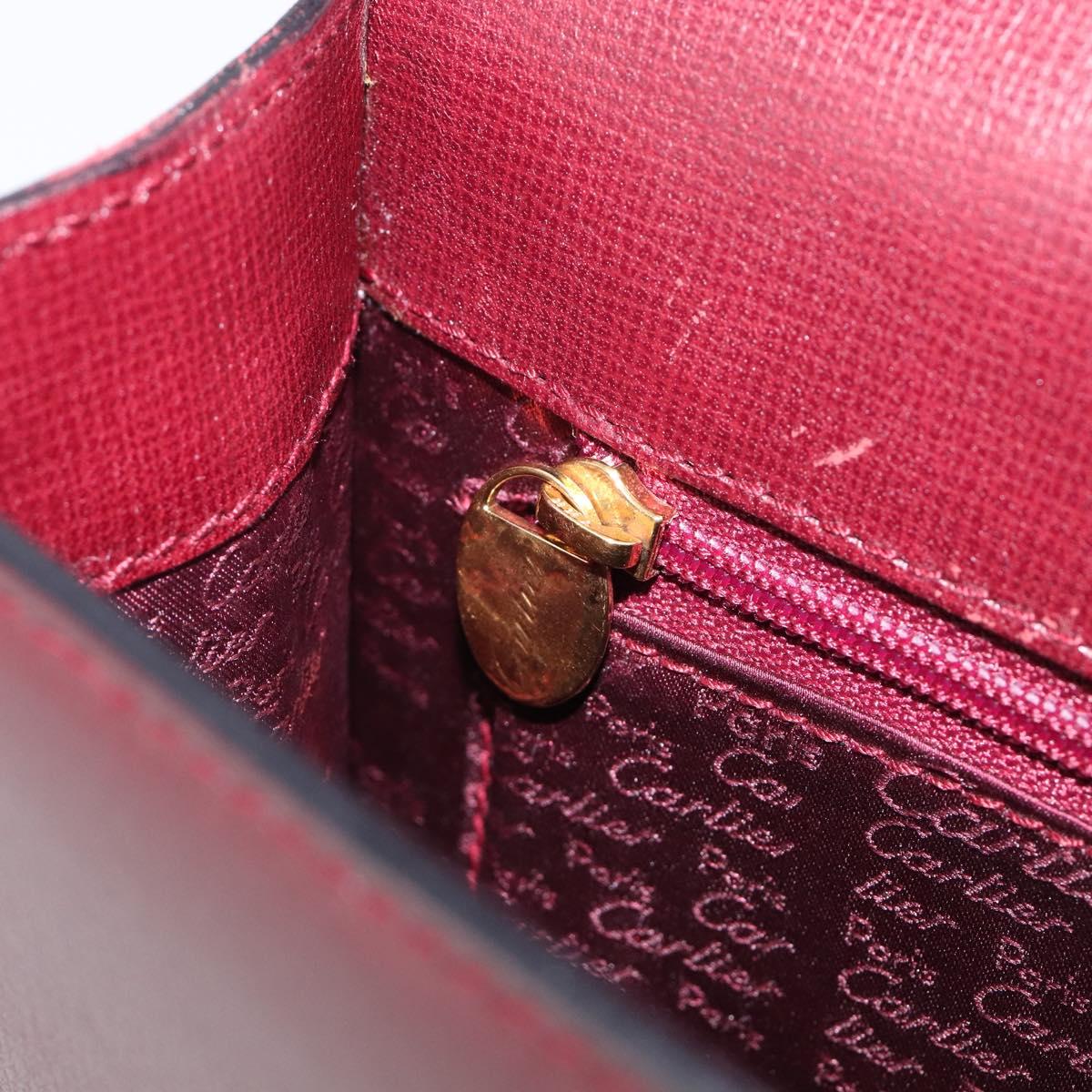 Cartier Must Line Shoulder Bag Leather Bordeaux Gold Auth BA16433
