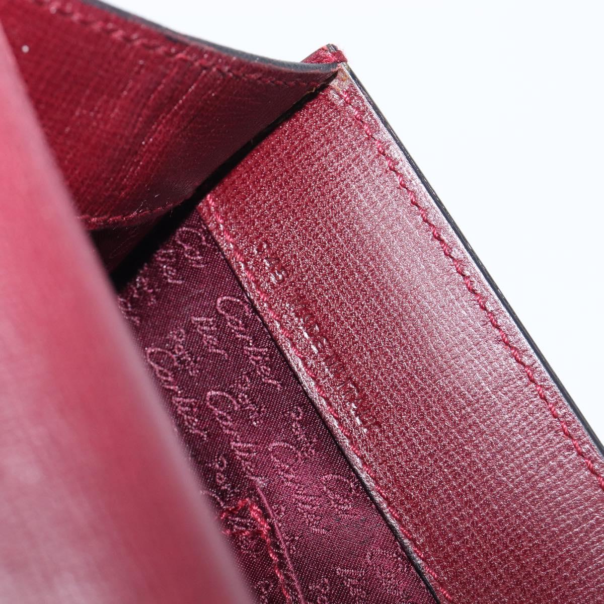 Cartier Must Line Shoulder Bag Leather Bordeaux Gold Auth BA16433