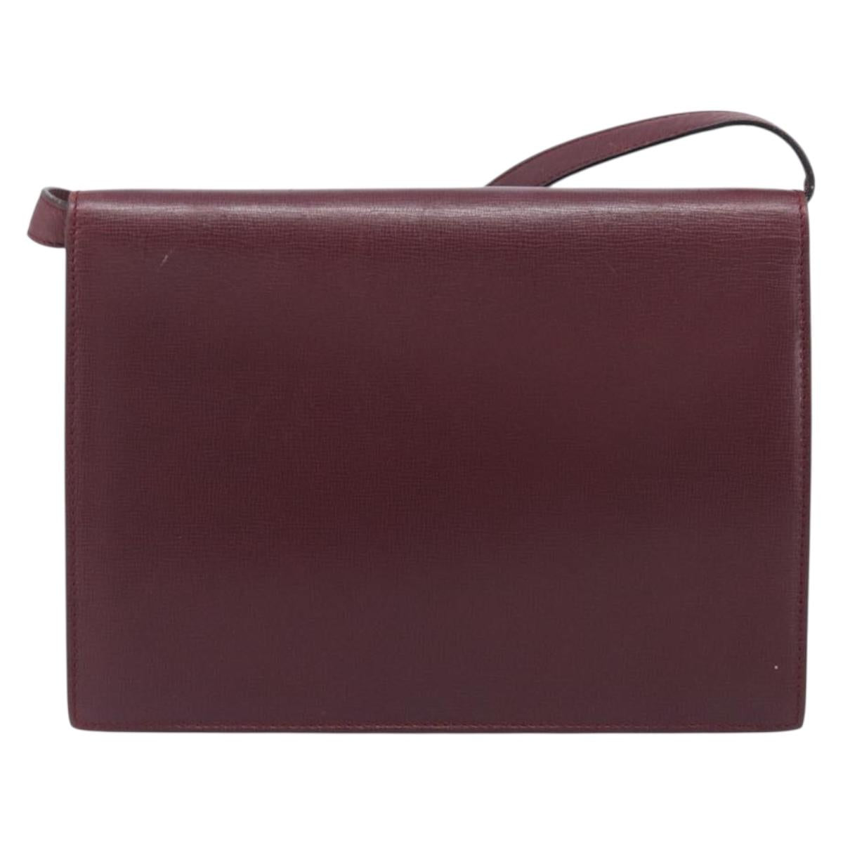 Cartier Must Line Shoulder Bag Leather Bordeaux Gold Auth BA16433