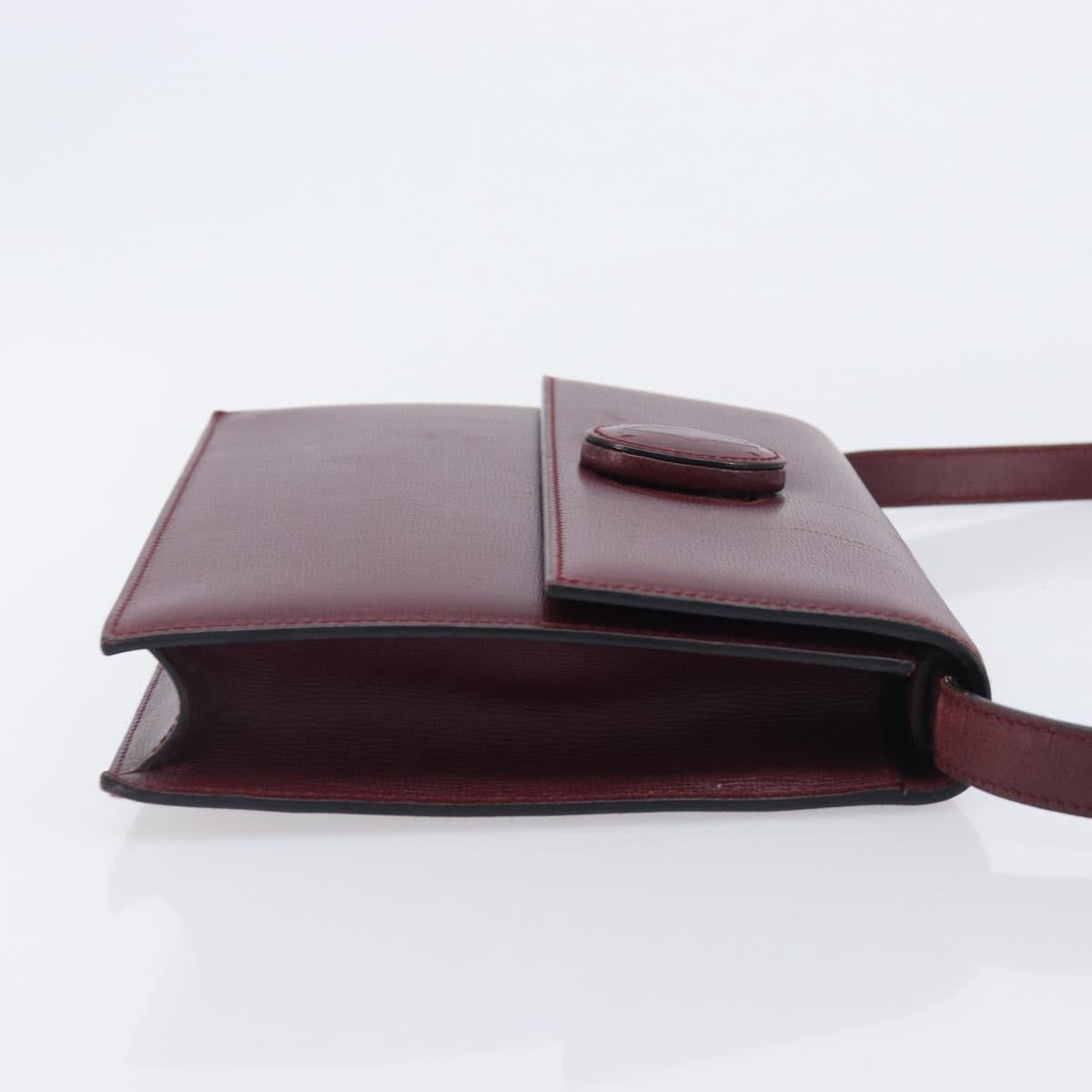Cartier Must Line Shoulder Bag Leather Bordeaux Gold Auth BA16433