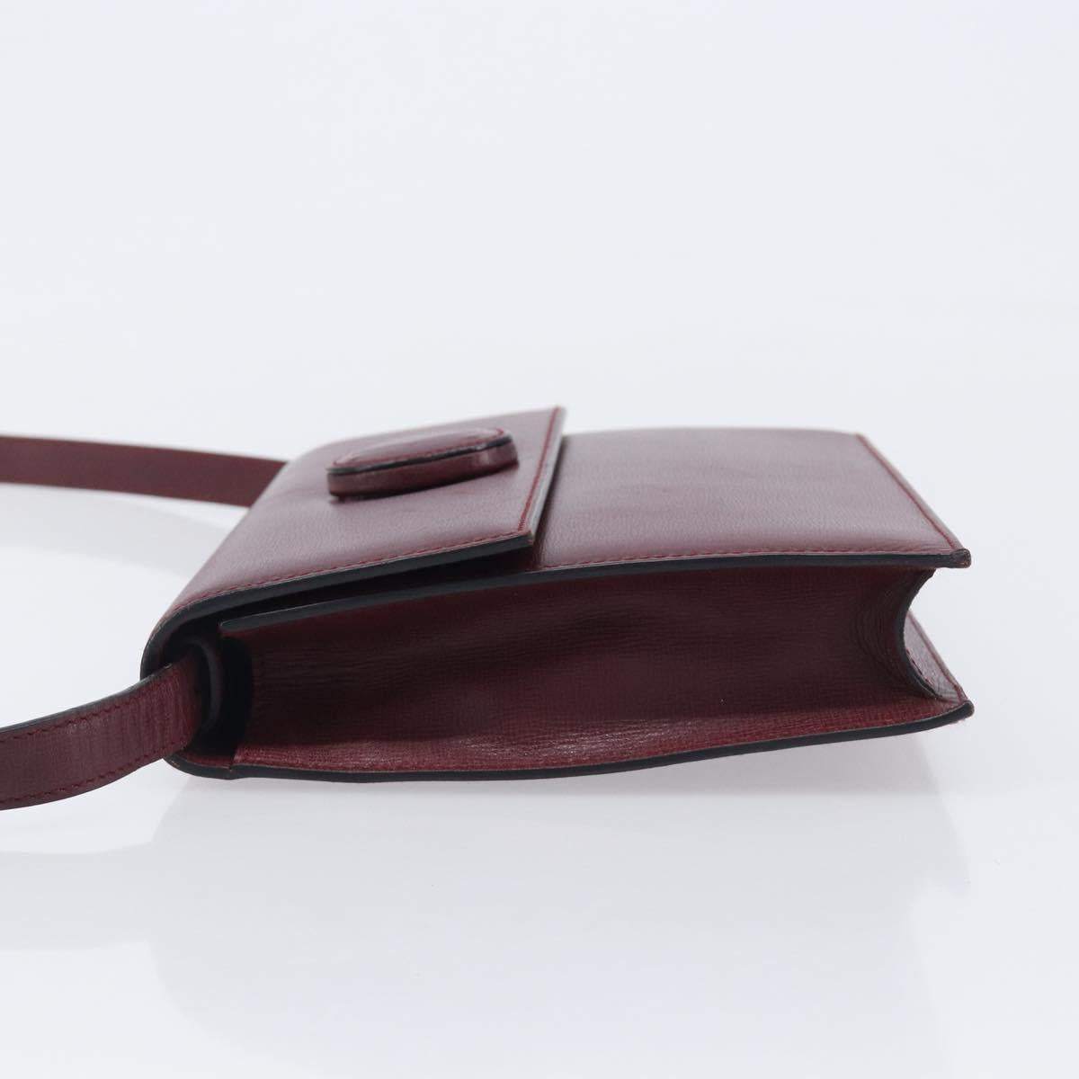 Cartier Must Line Shoulder Bag Leather Bordeaux Gold Auth BA16433
