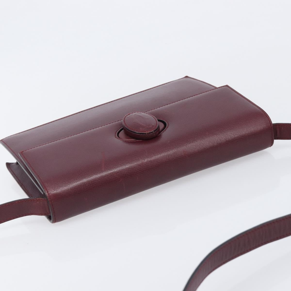 Cartier Must Line Shoulder Bag Leather Bordeaux Gold Auth BA16433