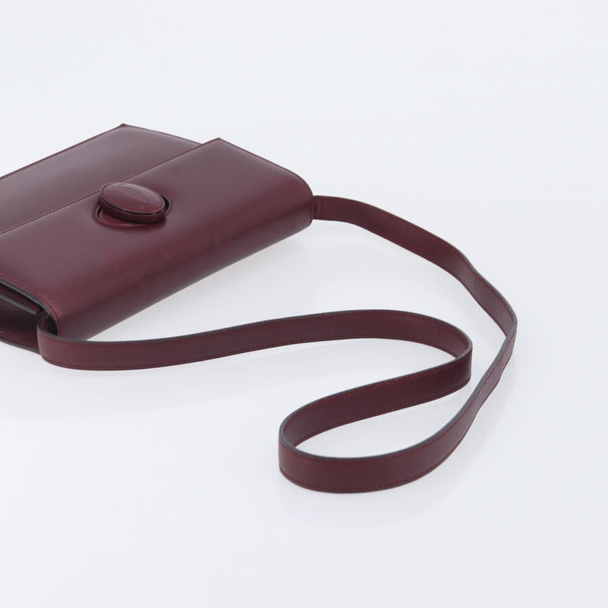 Cartier Must Line Shoulder Bag Leather Bordeaux Gold Auth BA16433