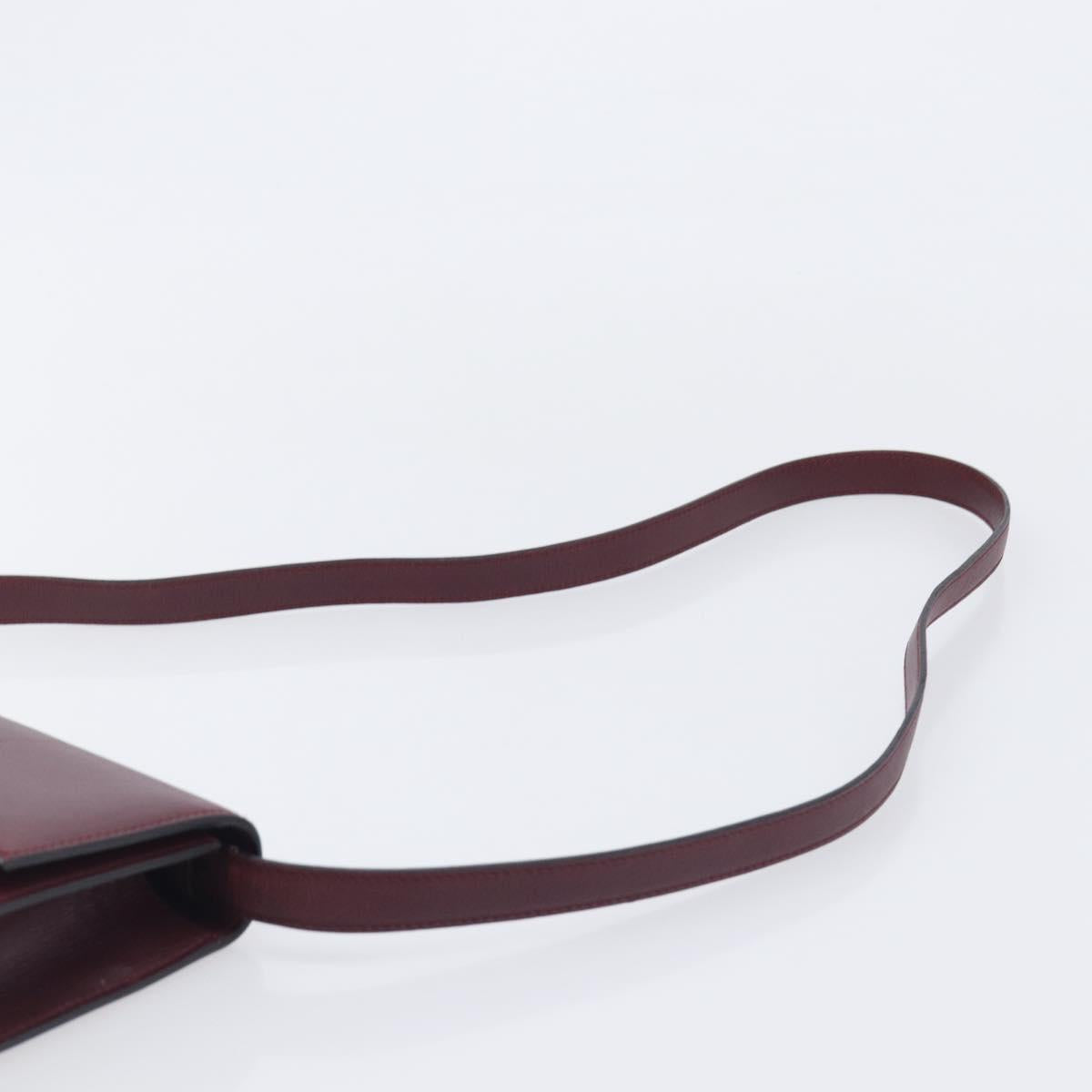 Cartier Must Line Shoulder Bag Leather Bordeaux Gold Auth BA16433