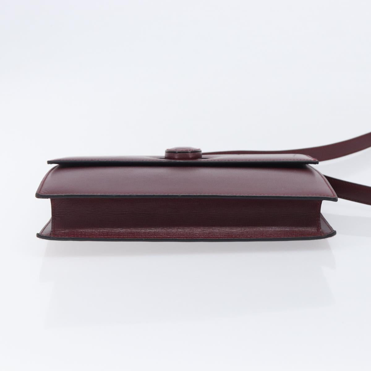 Cartier Must Line Shoulder Bag Leather Bordeaux Gold Auth BA16433