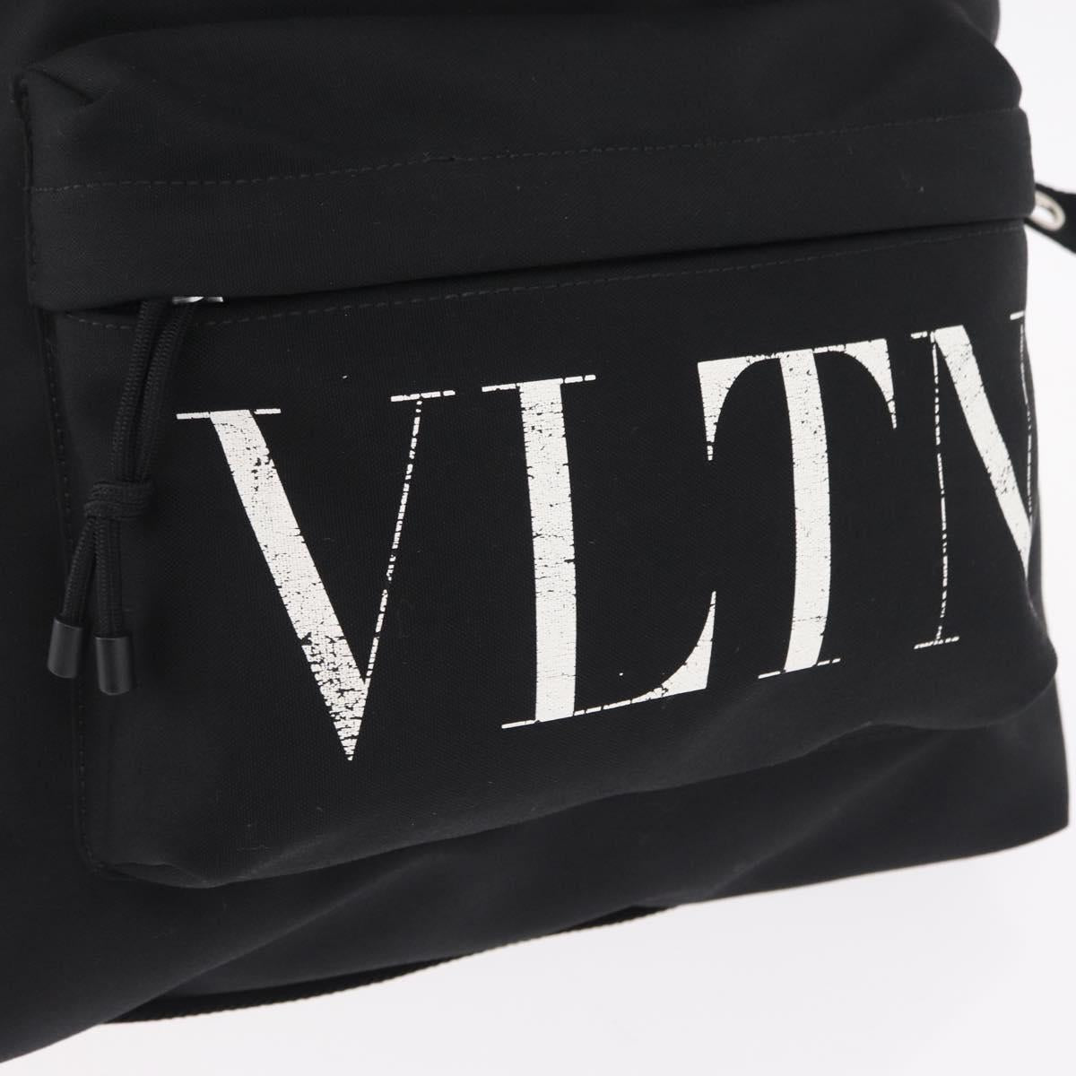 Valentino Backpack Canvas Black Silver Auth BA16435A
