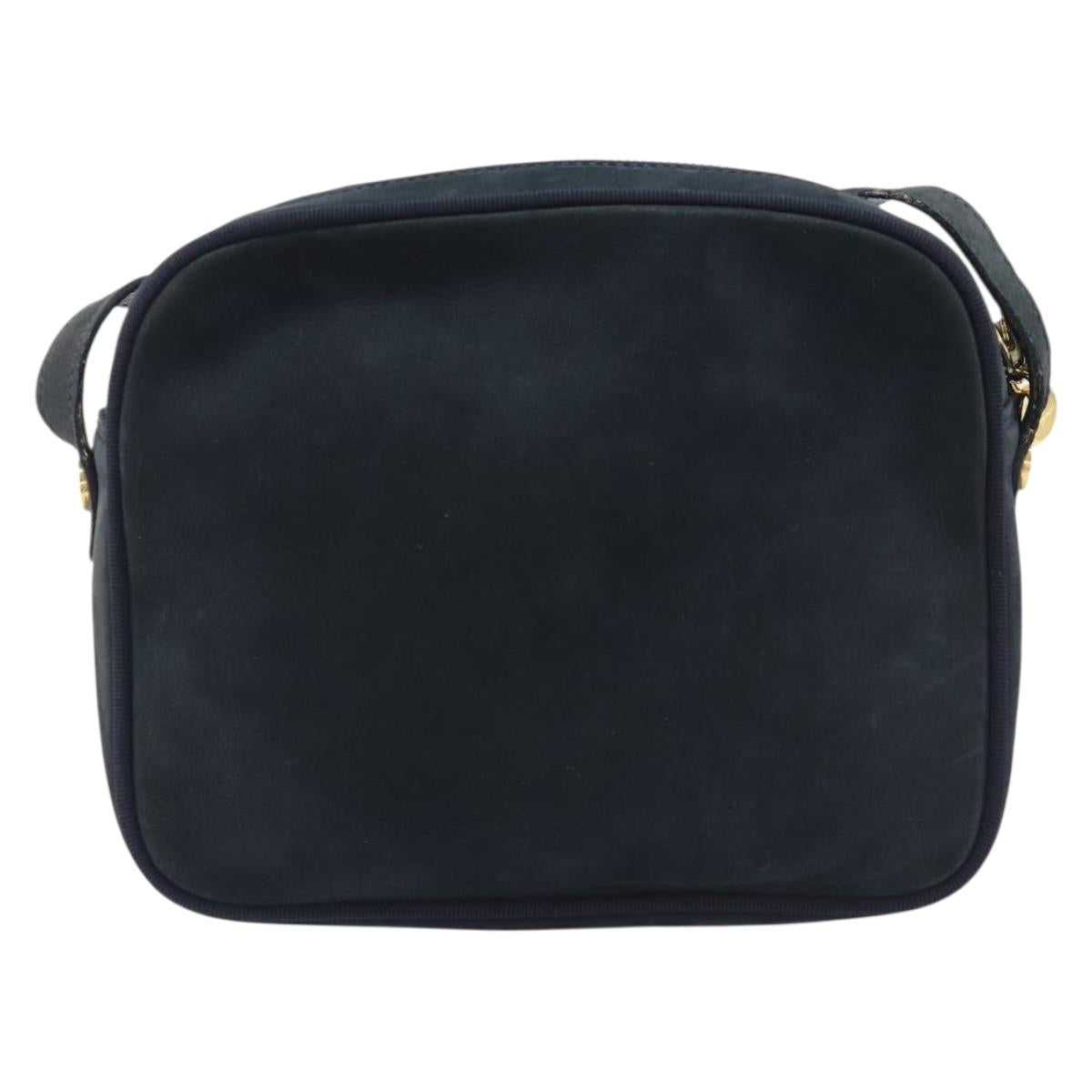 Salvatore Ferragamo Vala Shoulder Bag Suede Black Gold Auth BA16436