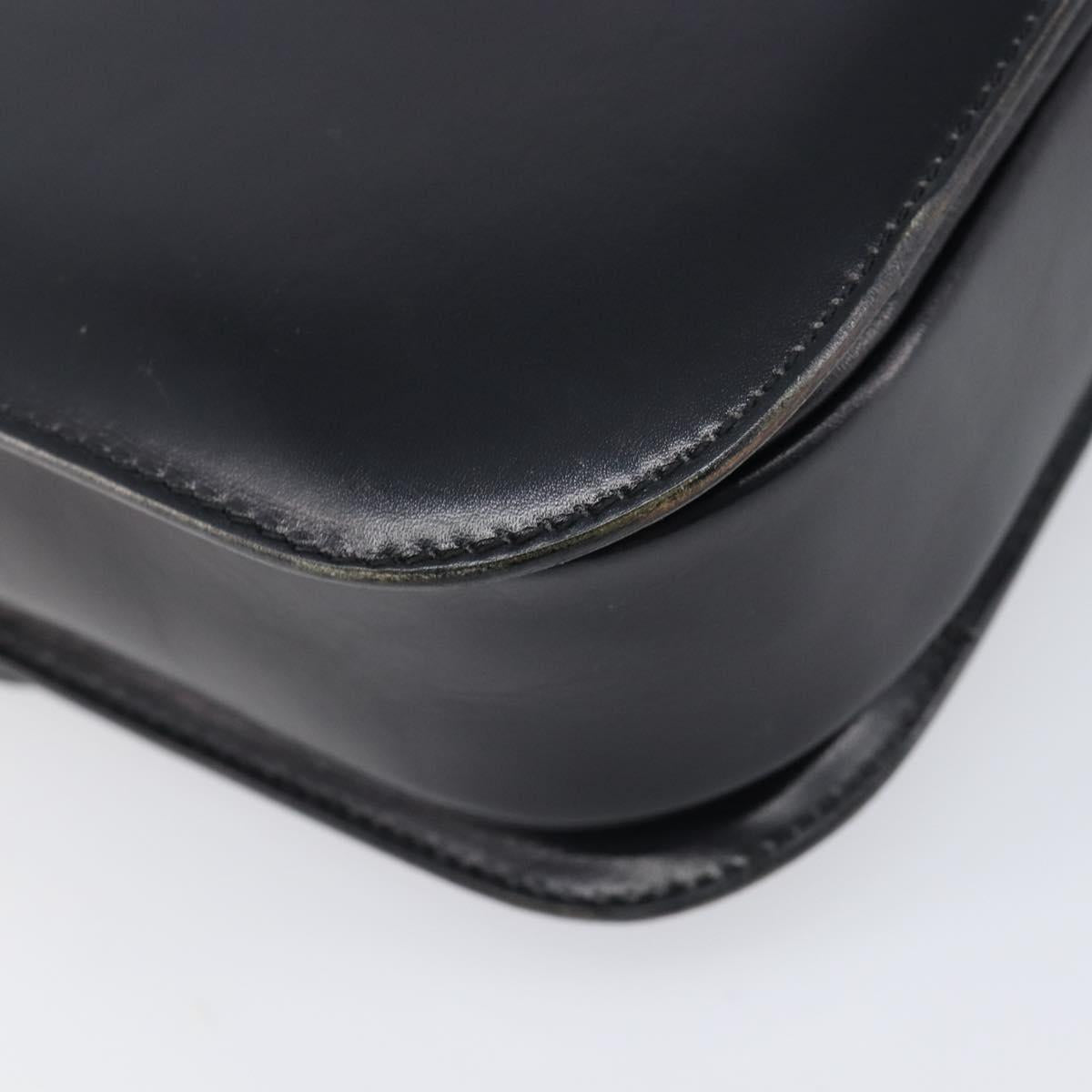 CELINE Horse Carriage Shoulder Bag Leather Black Gold Auth BA16440