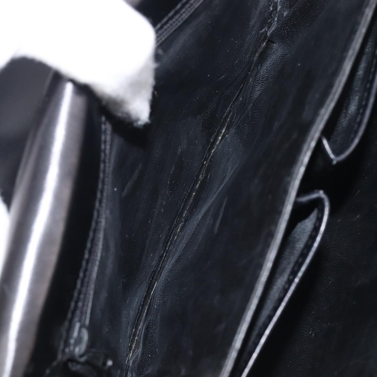 CELINE Horse Carriage Shoulder Bag Leather Black Gold Auth BA16440