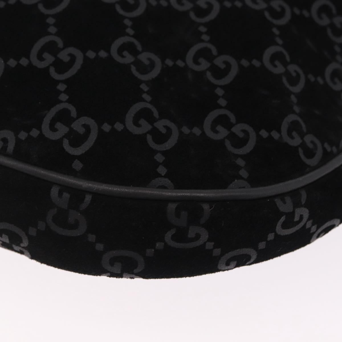 GUCCI Shoulder Bag Suede Black Silver 001 3307 Auth BA16447