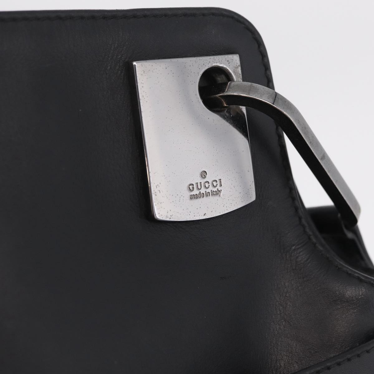 GUCCI Shoulder Bag Suede Black Silver 001 3307 Auth BA16447