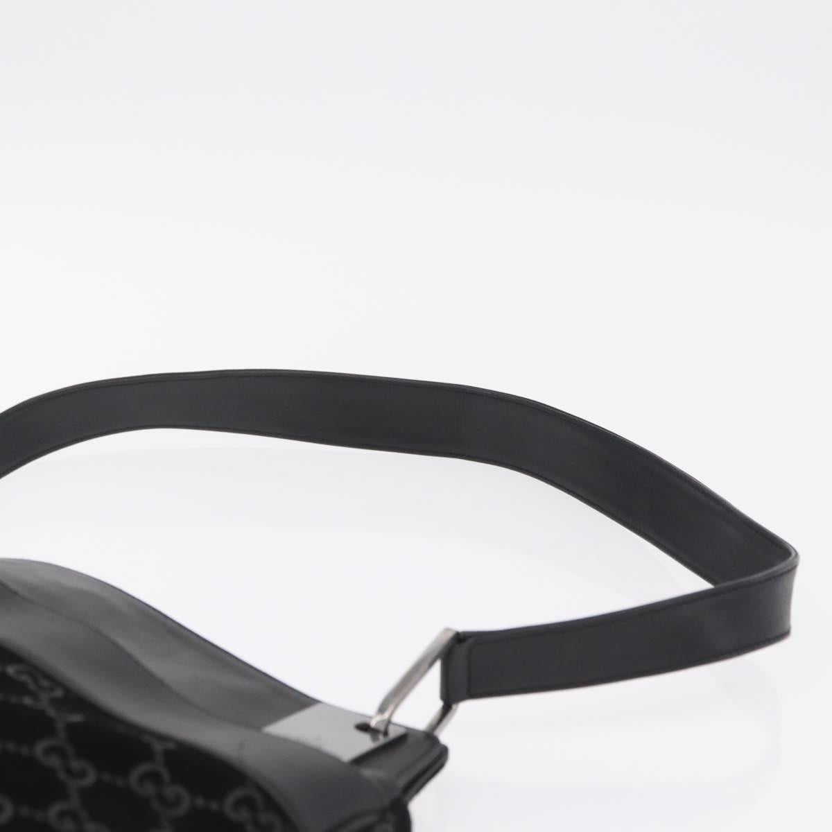 GUCCI Shoulder Bag Suede Black Silver 001 3307 Auth BA16447