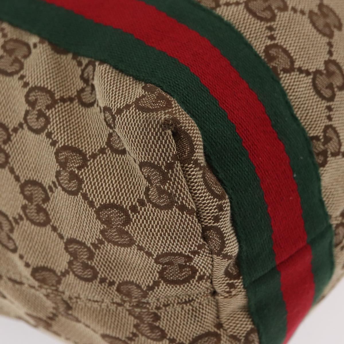 GUCCI GG Canvas Web Sherry Line Tote Bag Beige 189669 Auth BA16449