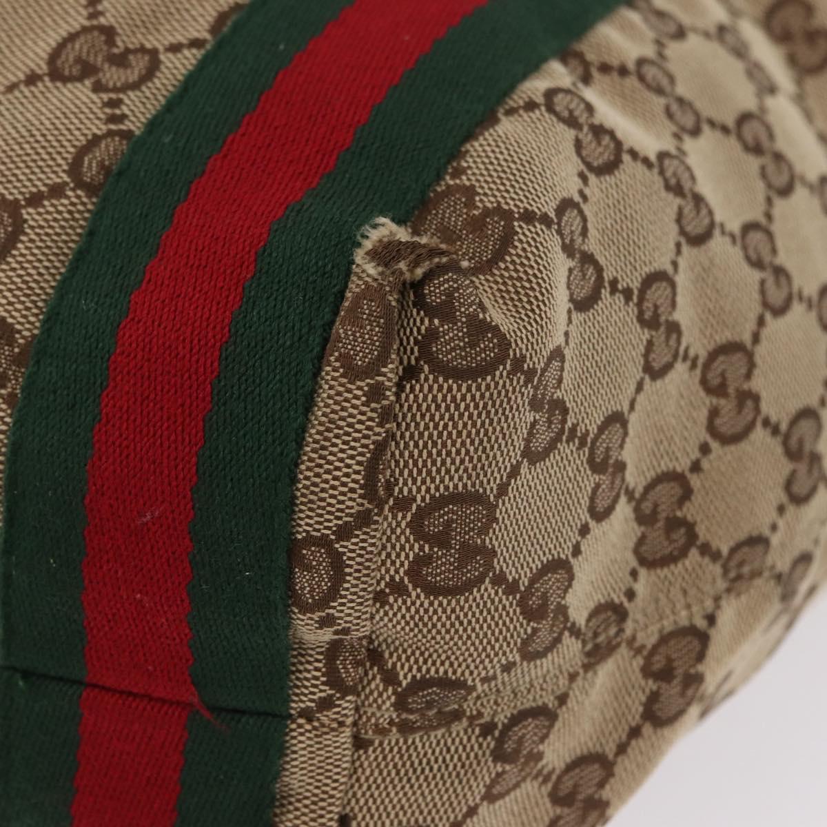 GUCCI GG Canvas Web Sherry Line Tote Bag Beige 189669 Auth BA16449