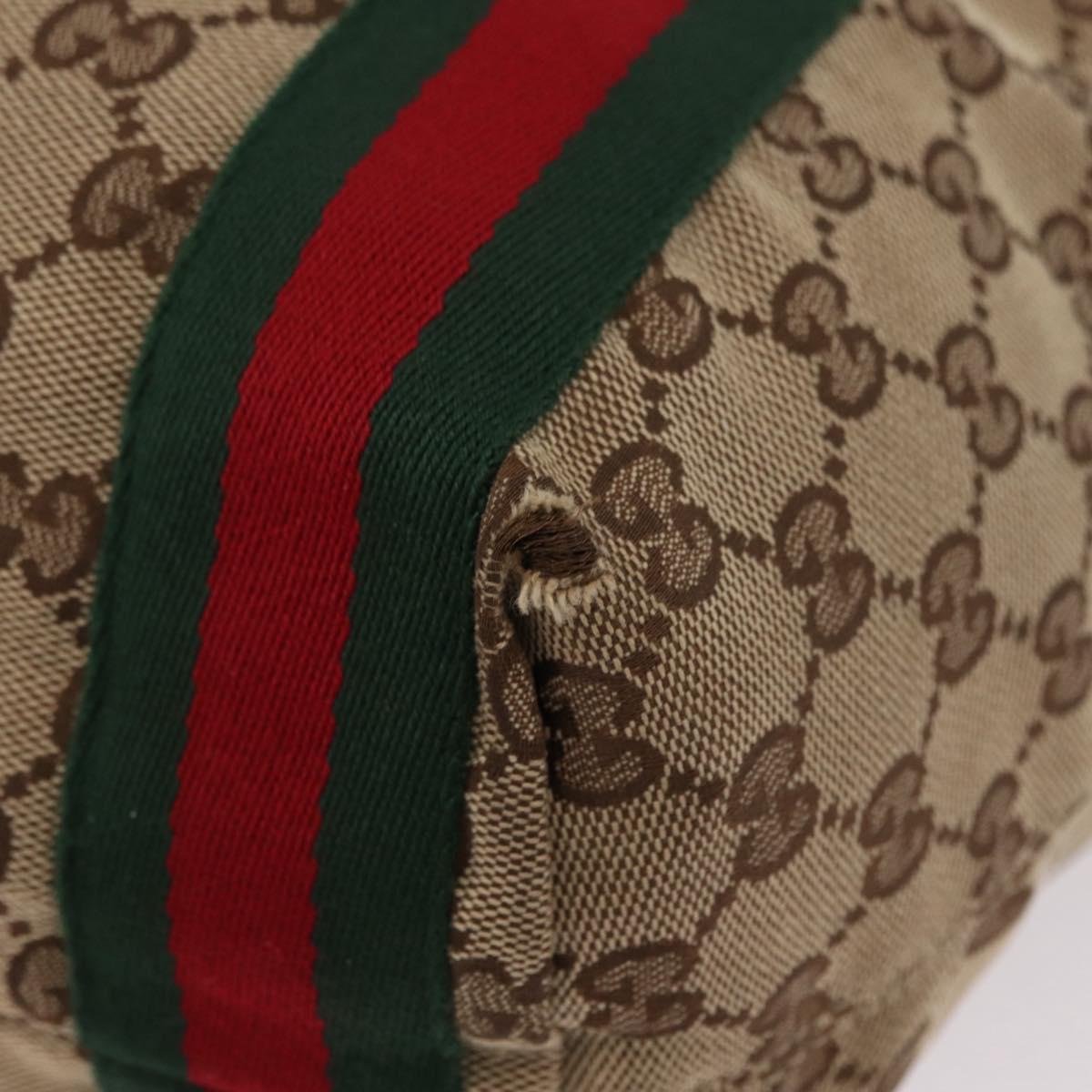 GUCCI GG Canvas Web Sherry Line Tote Bag Beige 189669 Auth BA16449
