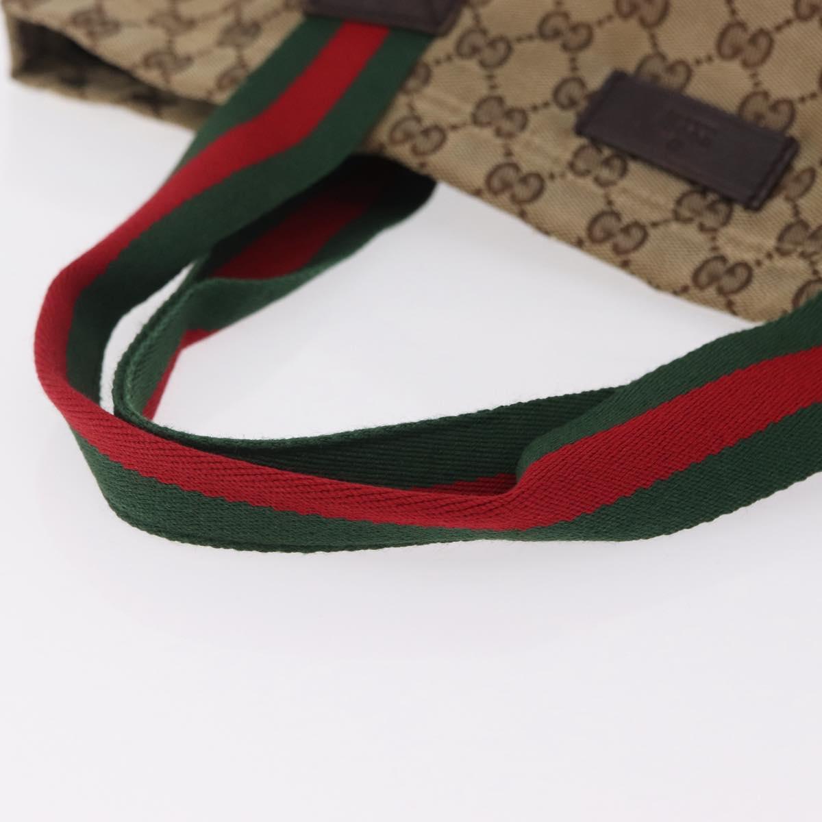 GUCCI GG Canvas Web Sherry Line Tote Bag Beige 189669 Auth BA16449
