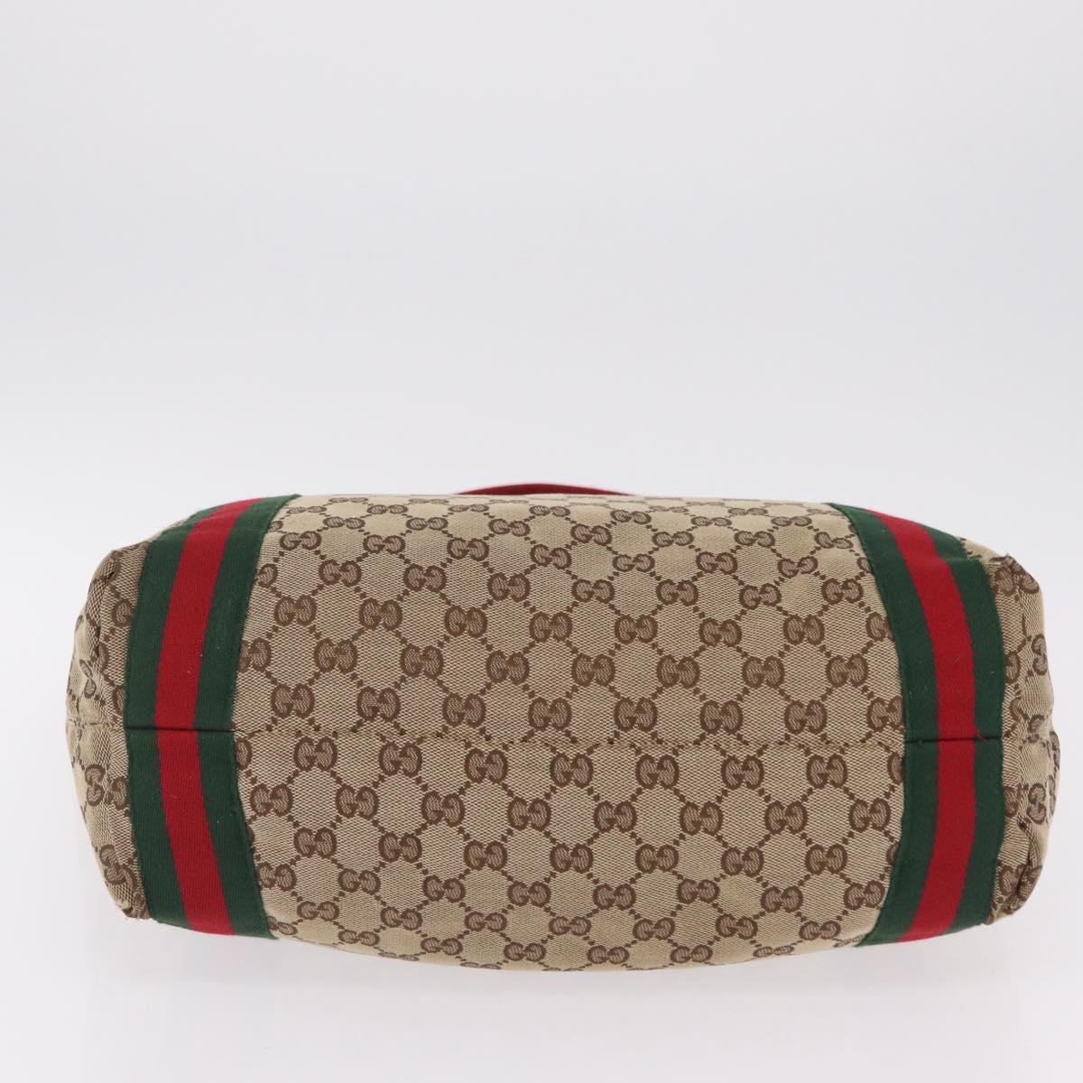GUCCI GG Canvas Web Sherry Line Tote Bag Beige 189669 Auth BA16449