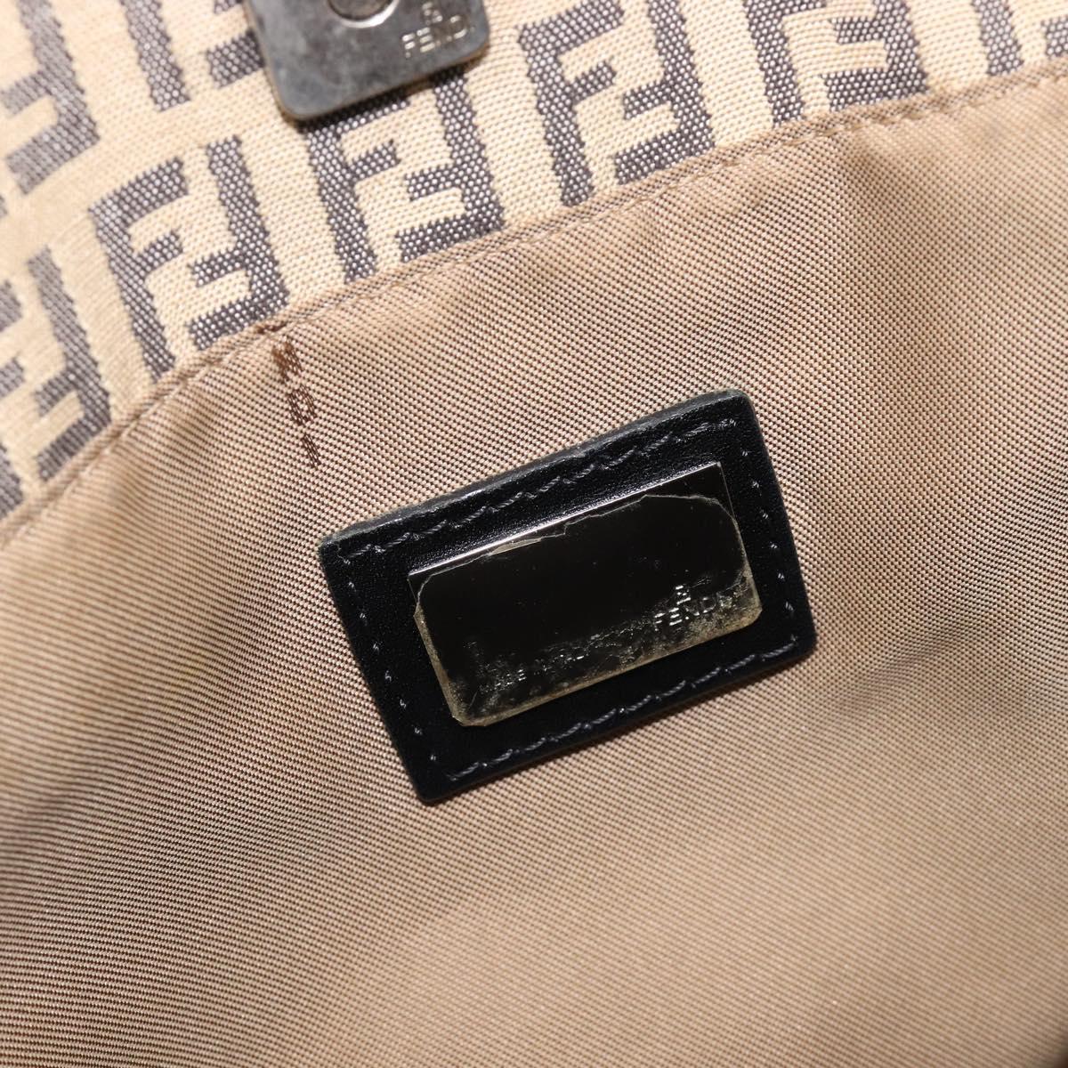 FENDI Zucchino Canvas Tote Bag Beige Silver 8BH074 Auth BA16450