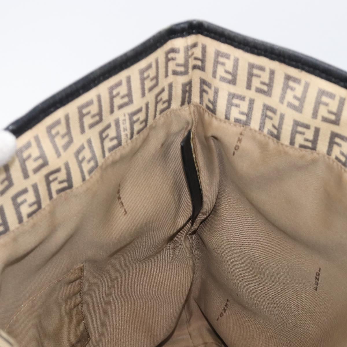 FENDI Zucchino Canvas Tote Bag Beige Silver 8BH074 Auth BA16450