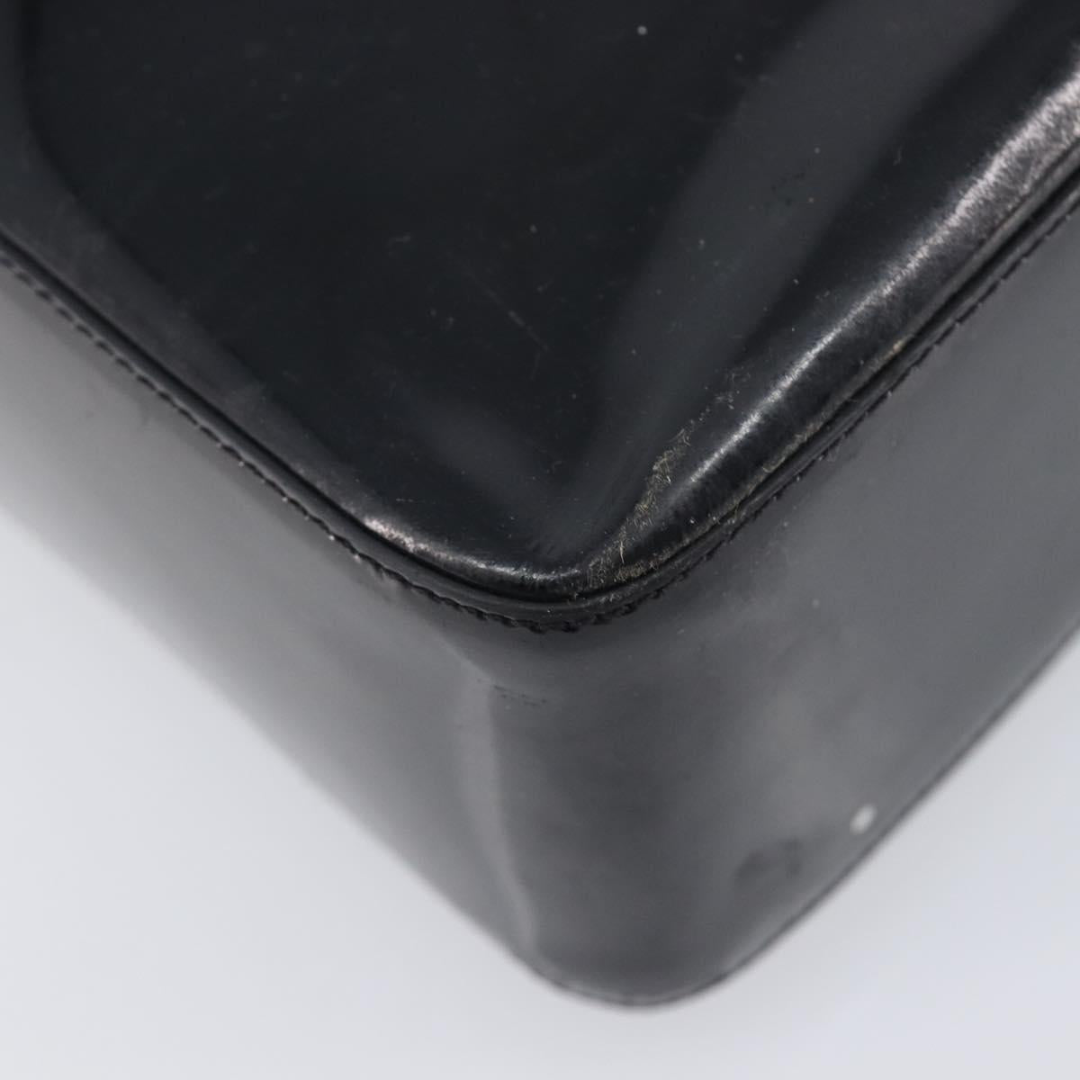 CHANEL Tote Bag Patent Leather Black Gold CC Auth BA16451