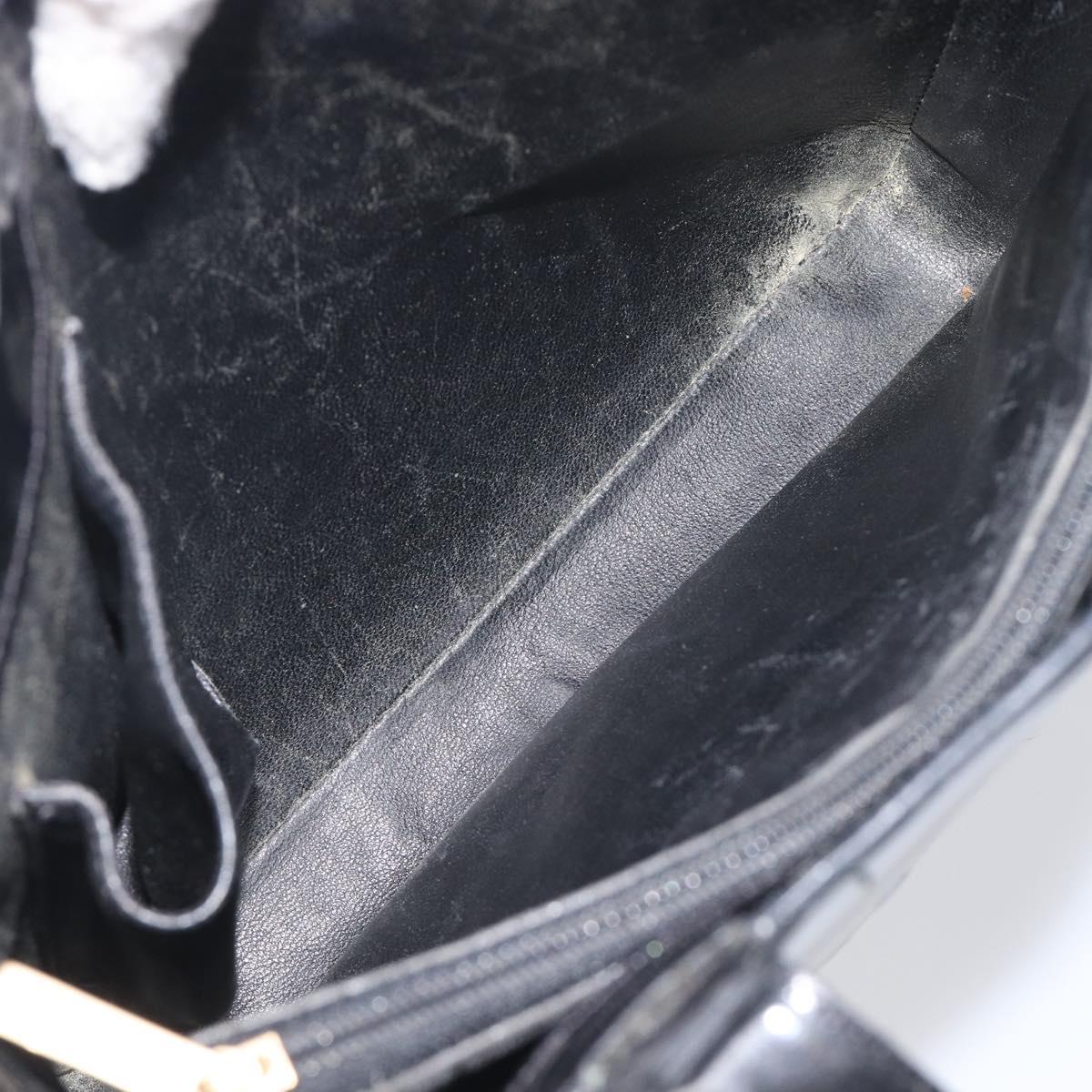 CHANEL Tote Bag Patent Leather Black Gold CC Auth BA16451