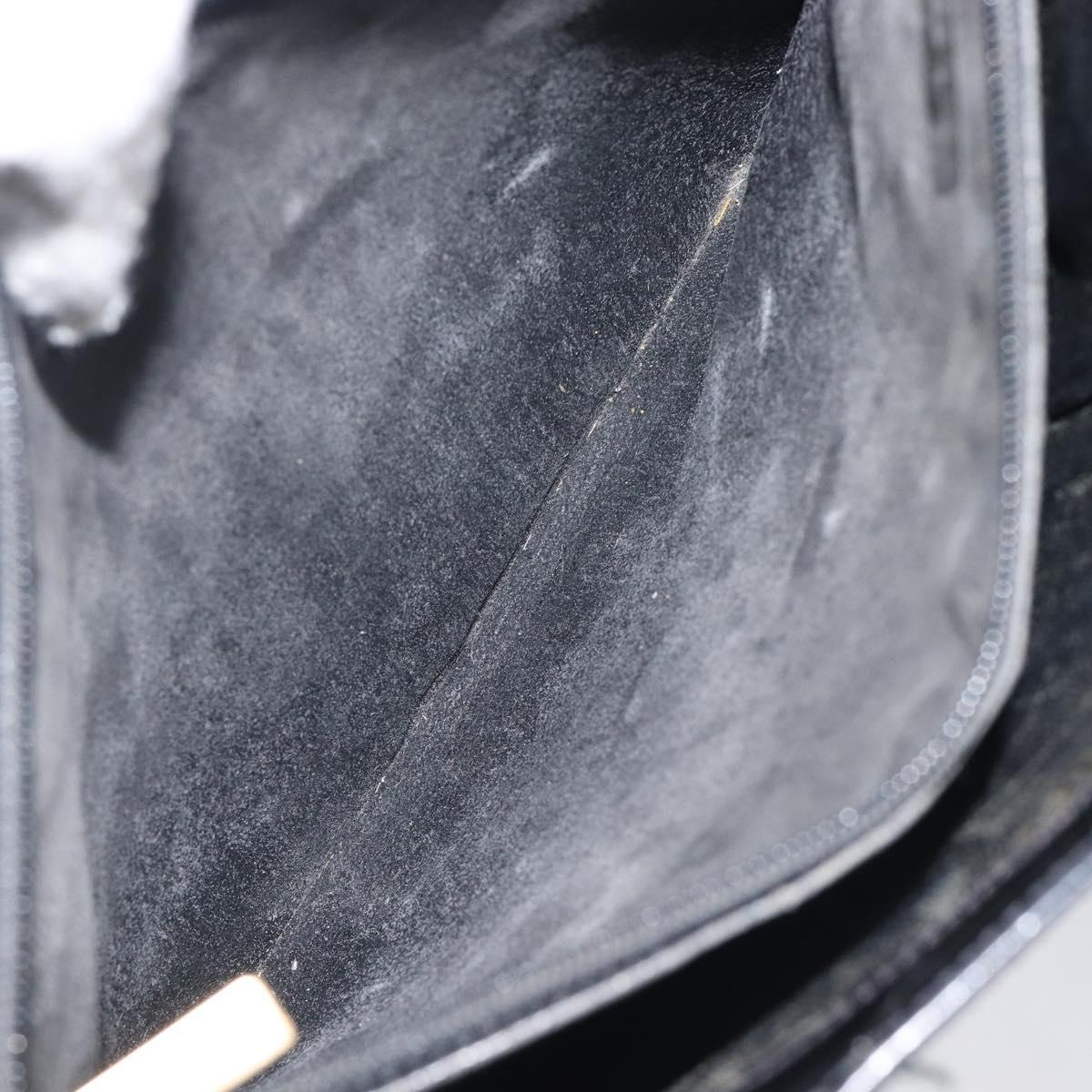 CHANEL Tote Bag Patent Leather Black Gold CC Auth BA16451