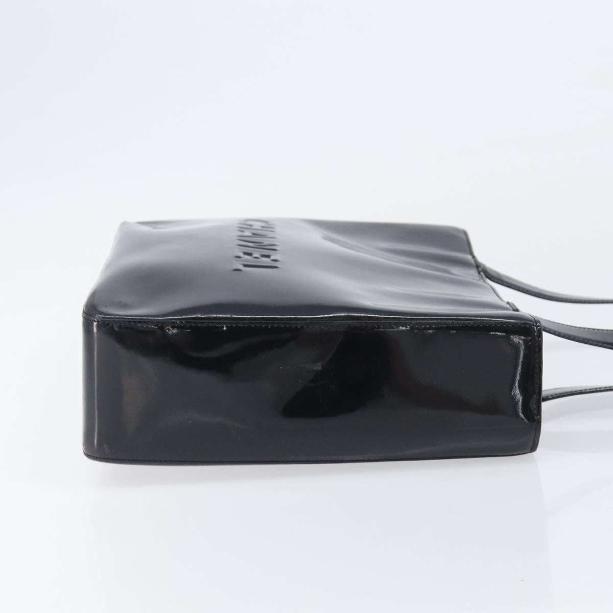 CHANEL Tote Bag Patent Leather Black Gold CC Auth BA16451