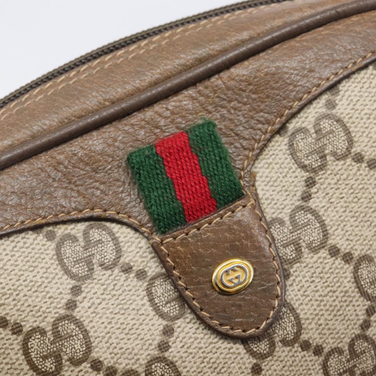 GUCCI GG Supreme Web Sherry Line Bag PVC Beige Gold 89 02 066 Auth BA16454